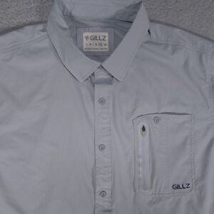 Gillz Shirt Mens XXL Gray Performance Fishing Vented Stretch Outdoor Button Up